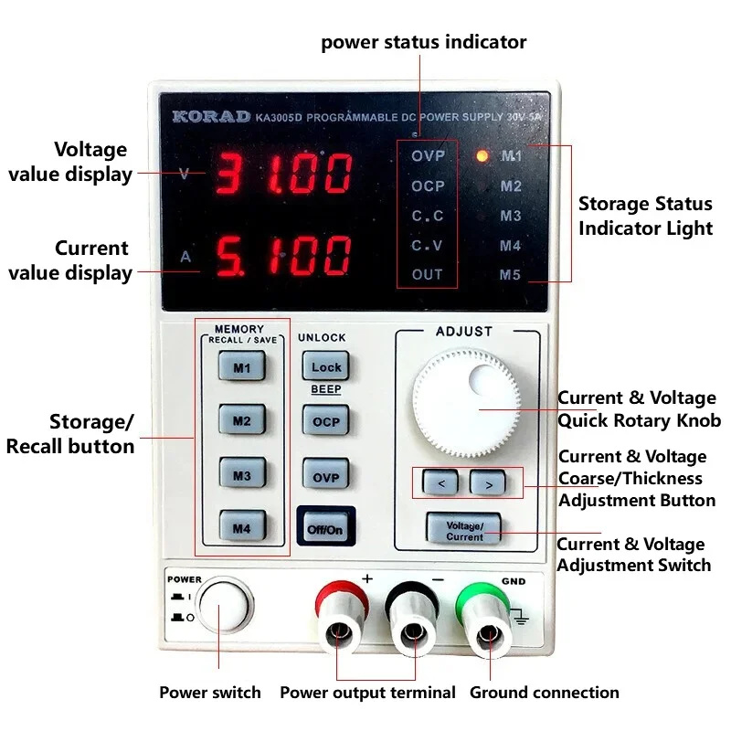 مصدر طاقة تيار مستمر خطي منظم  - مراجعة Programmable Dc Power Supply 60V 10A وسعره